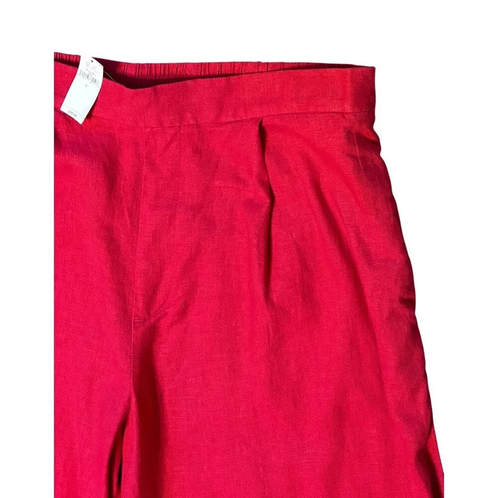 NWT Banana Republic L 14 Linen Blend Palazzo Pants Lagenlook Trousers Pull On